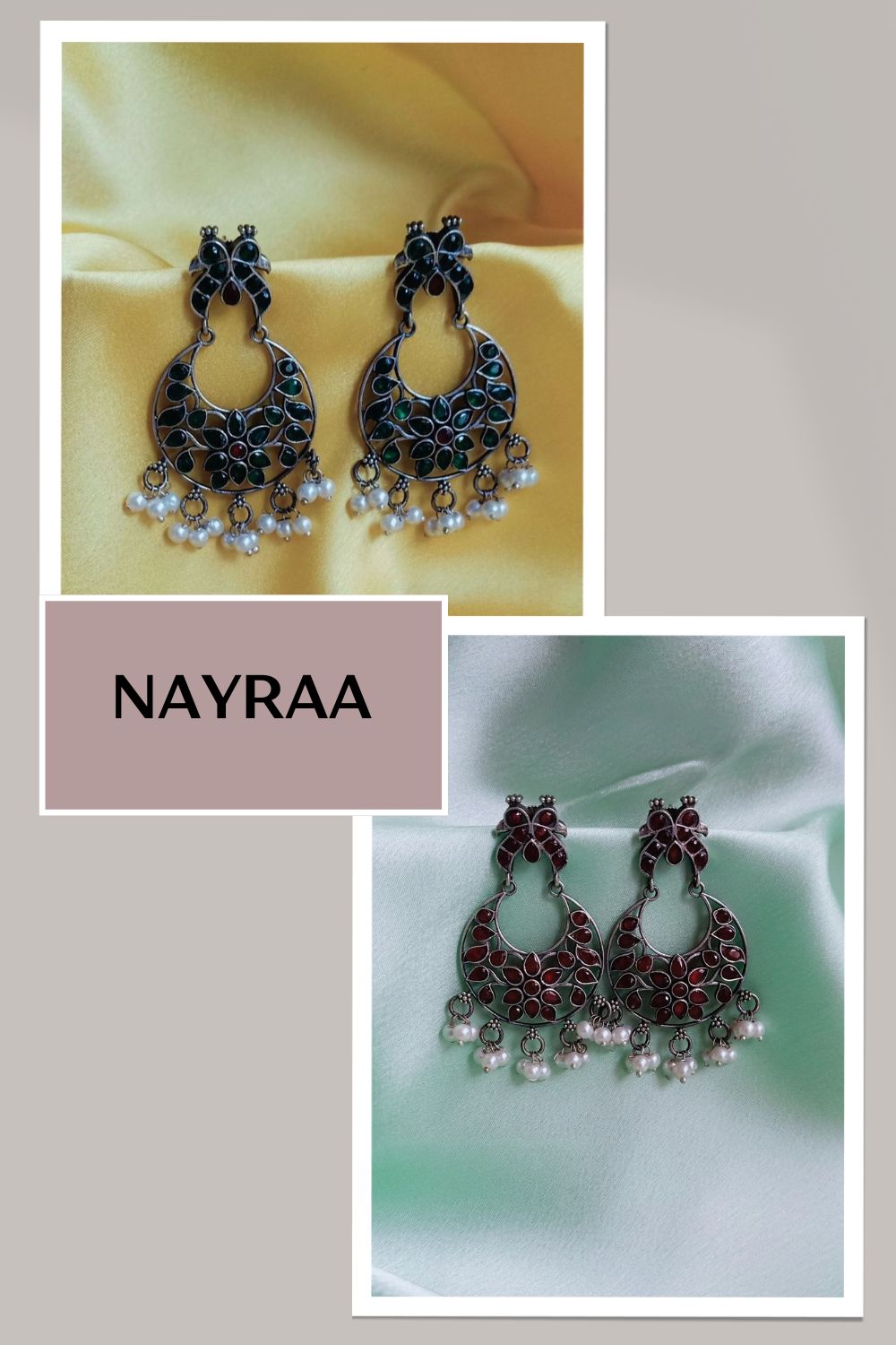 Nayraa (Green & Red) - Premium Quality Oxidised Chandbali