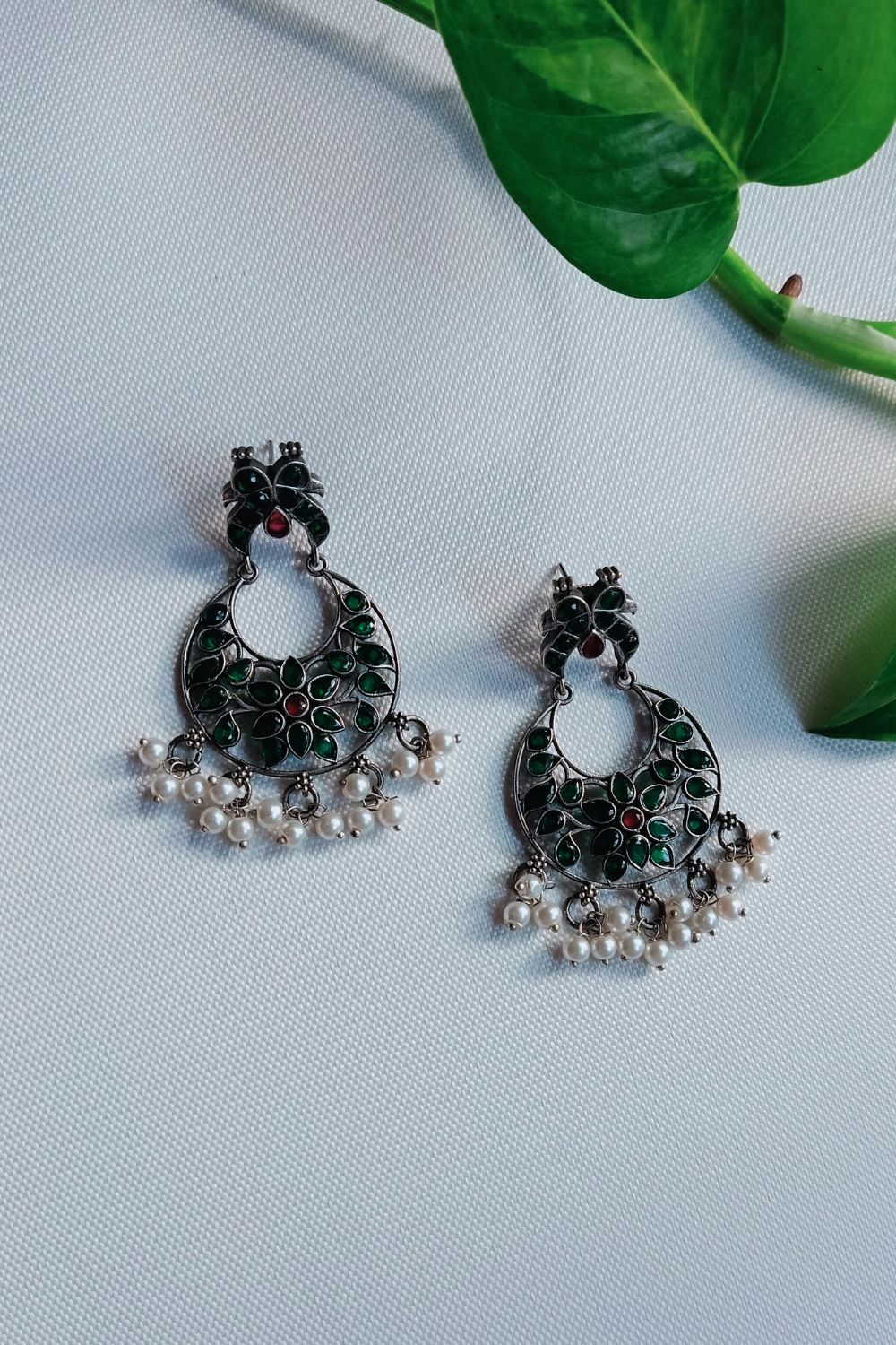 Nayraa (Green & Red) - Premium Quality Oxidised Chandbali