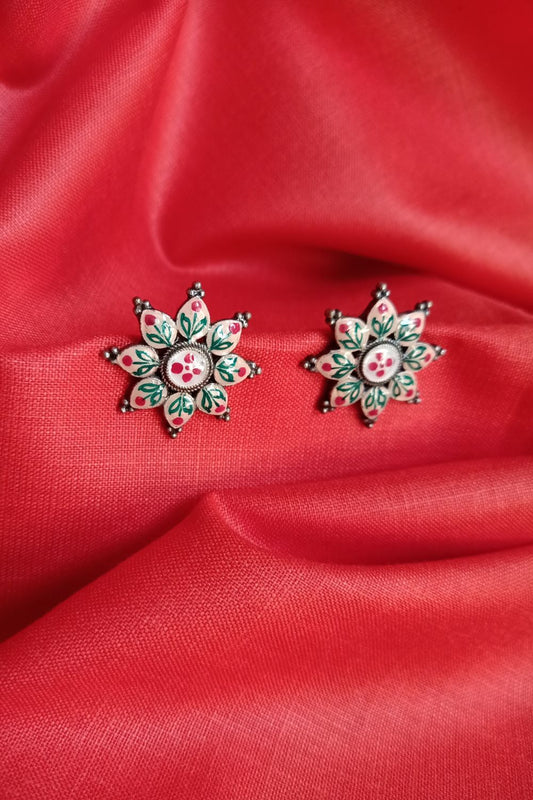 Neetu - Premium Quality Oxidised Stud (Hand Painted)