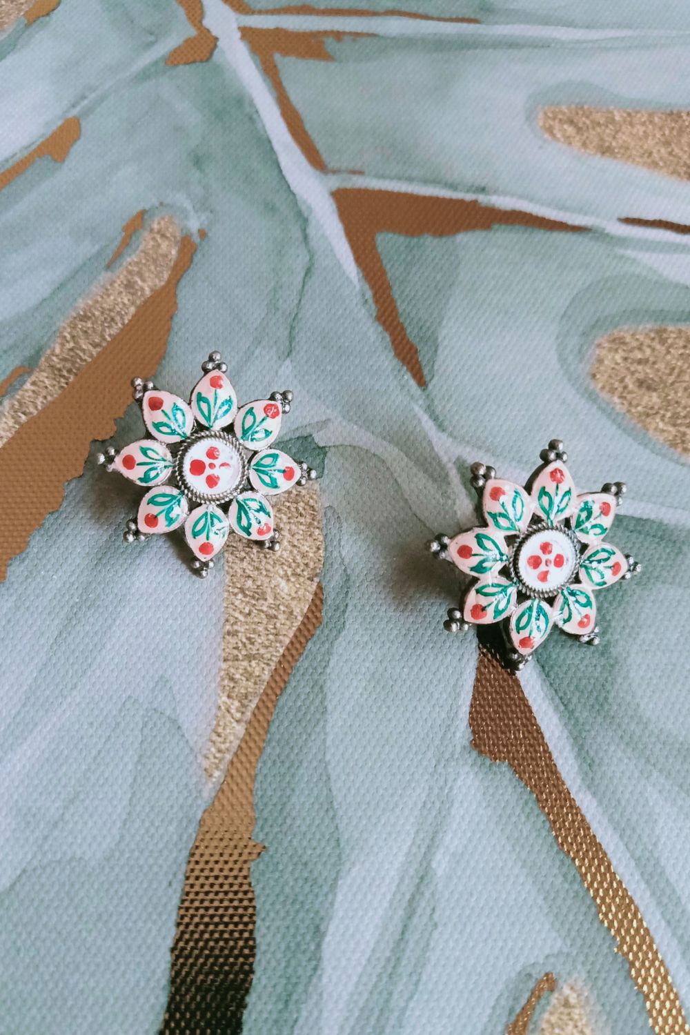 Neetu - Premium Quality Oxidised Stud (Hand Painted)