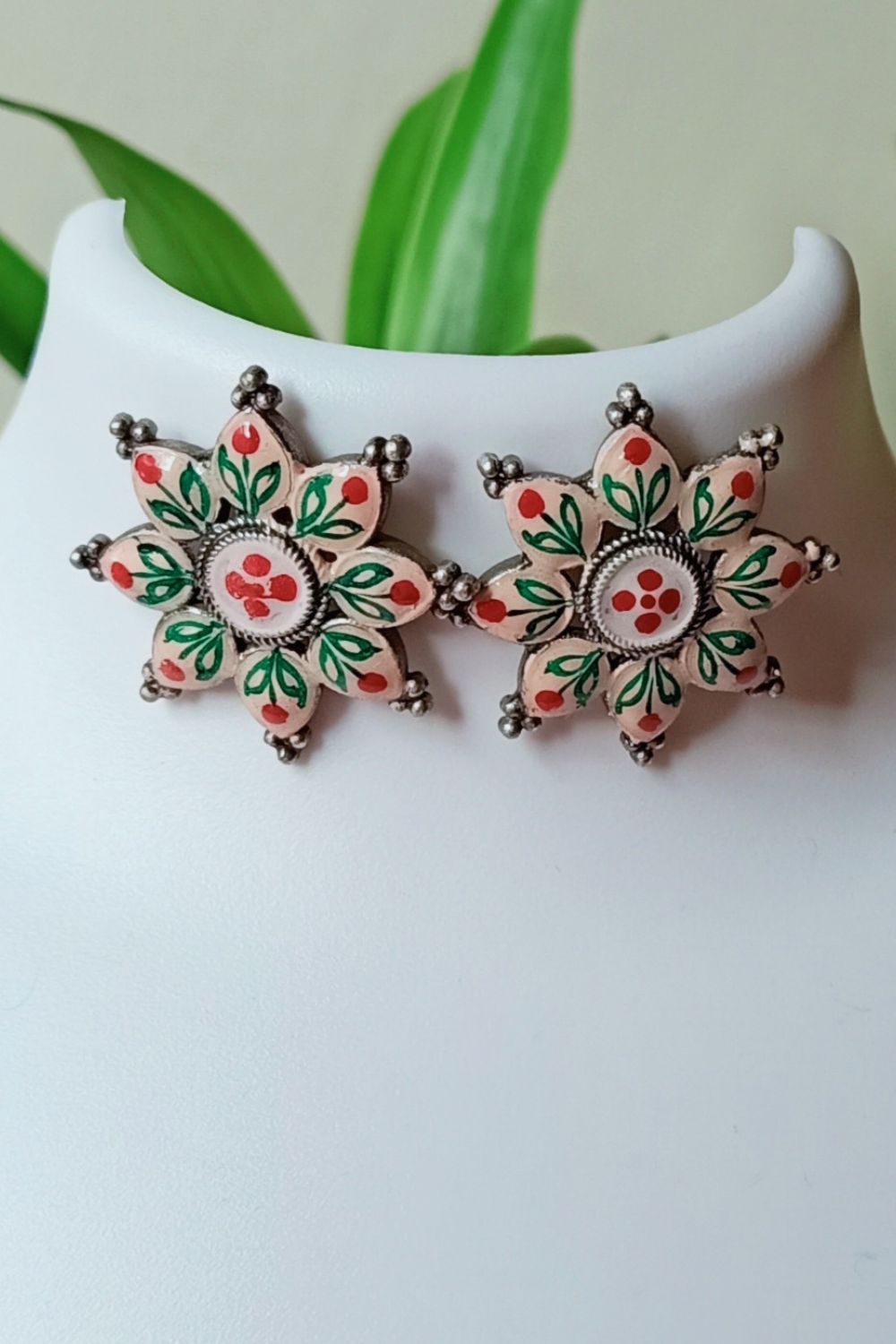 Neetu - Premium Quality Oxidised Stud (Hand Painted)