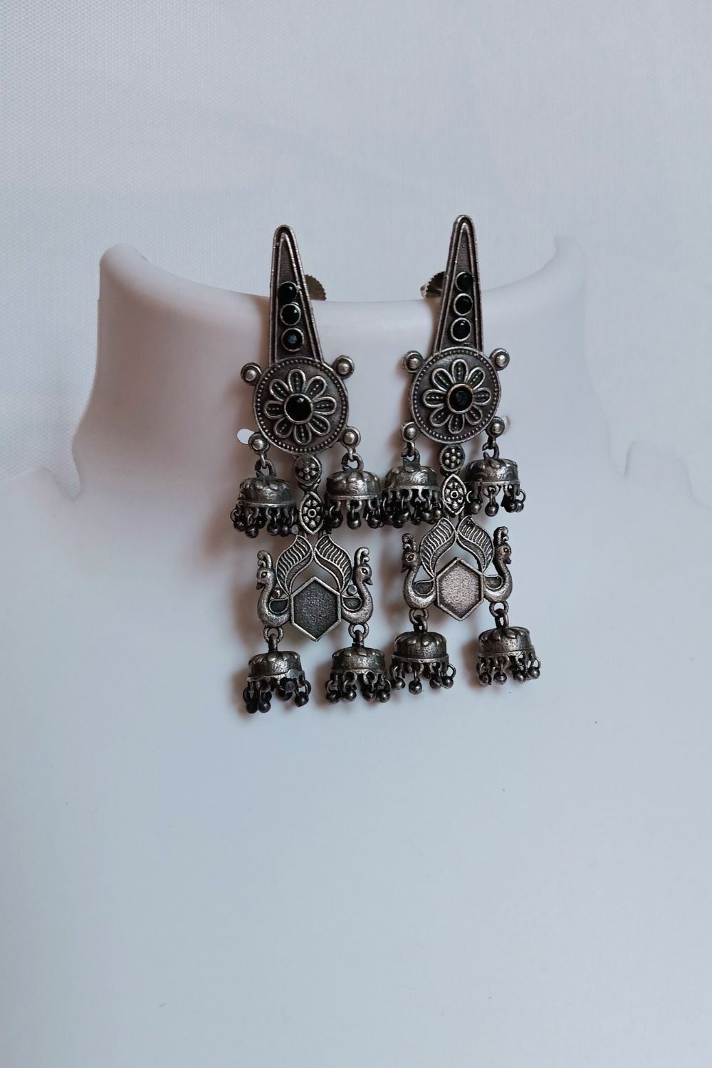 Niharika (Black) - Premium Quality Oxidised Jhumki