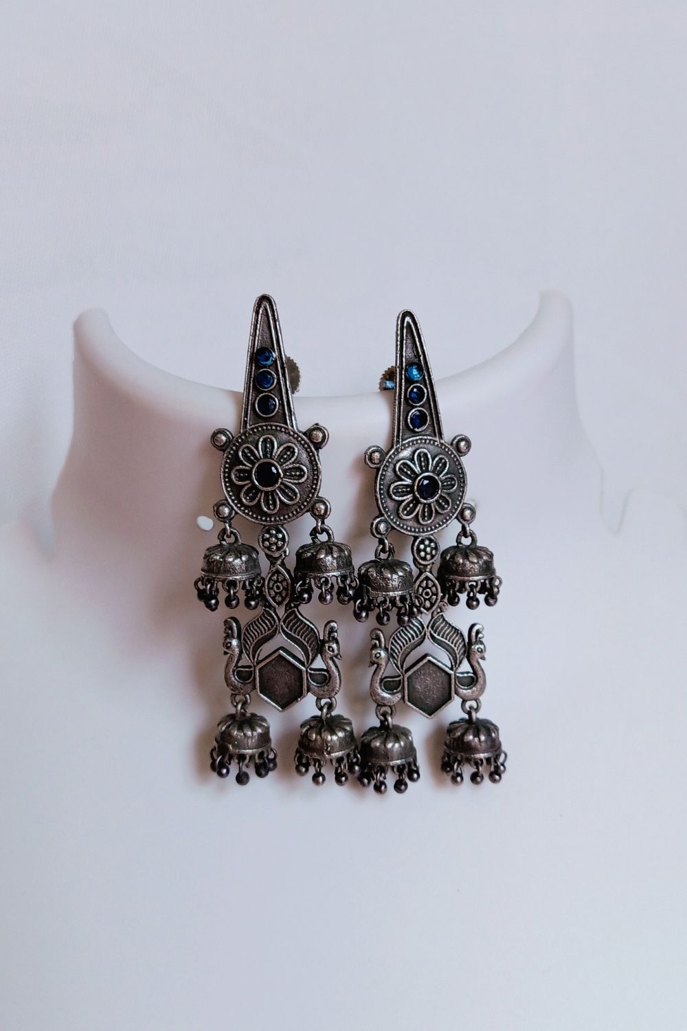 Niharika (Blue) - Premium Quality Oxidised Jhumki