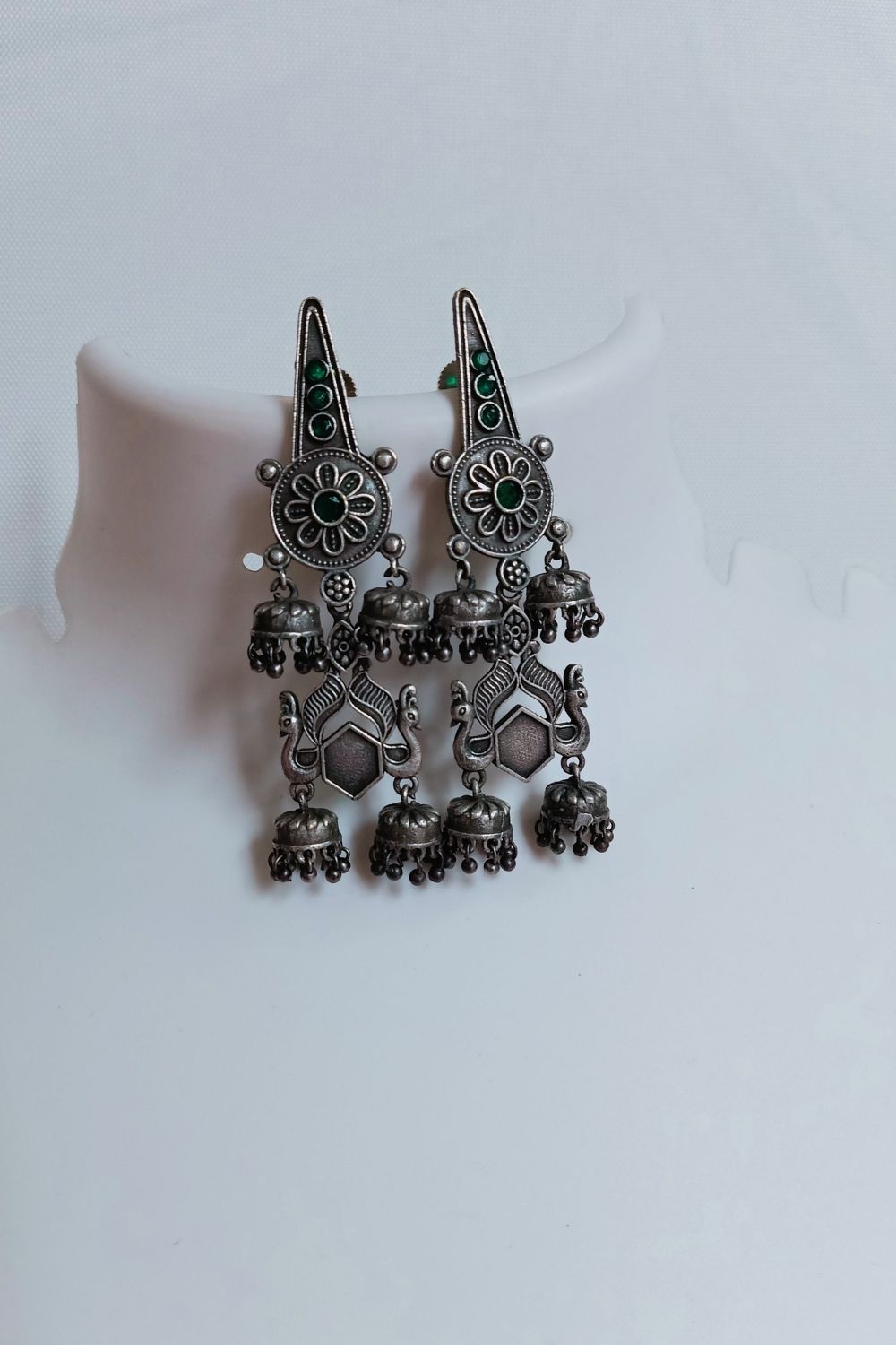 Niharika (Green) - Premium Quality Oxidised Jhumki