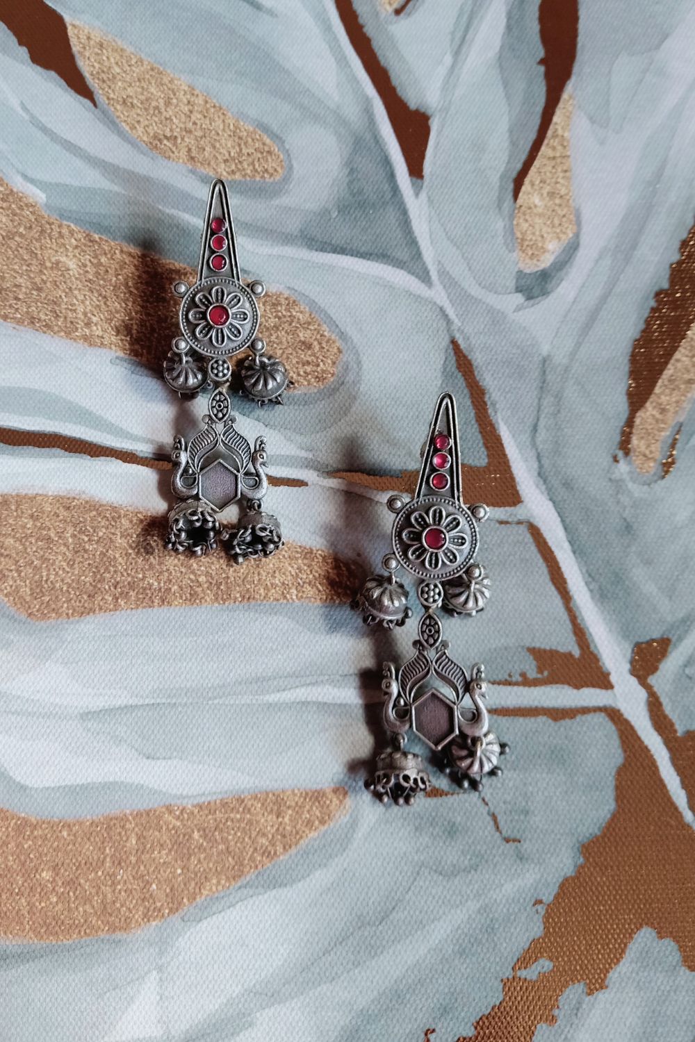 Niharika (Red) - Premium Quality Oxidised Jhumki