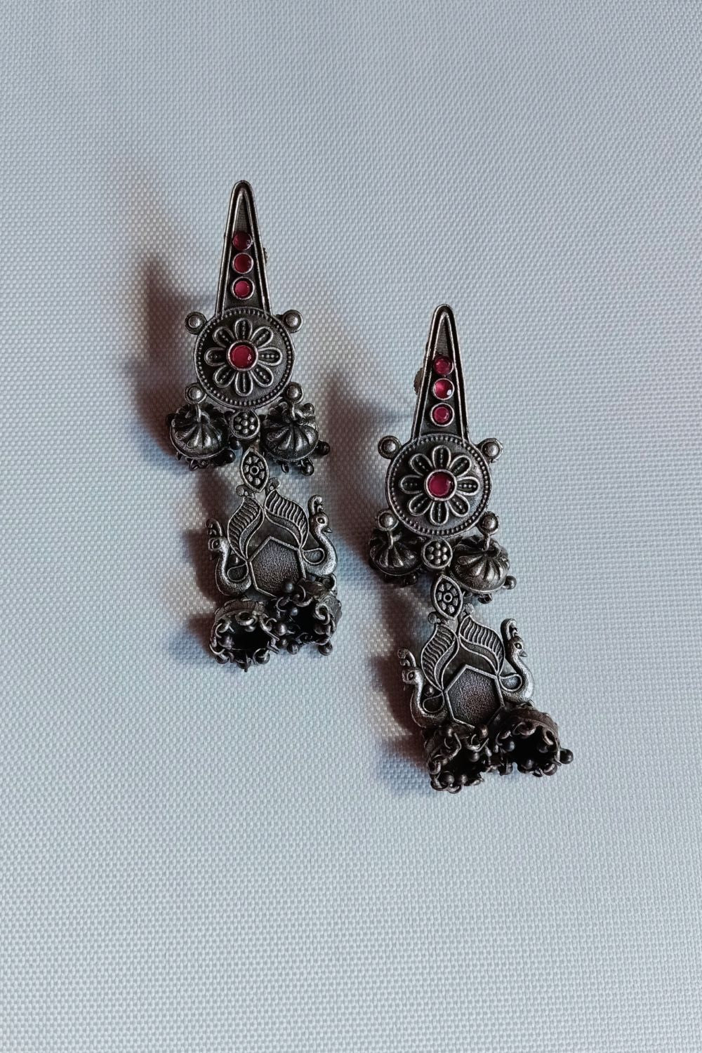 Niharika (Red) - Premium Quality Oxidised Jhumki