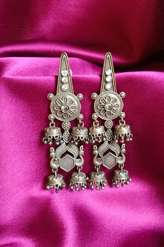 Niharika (White) - Premium Quality Oxidised Jhumki