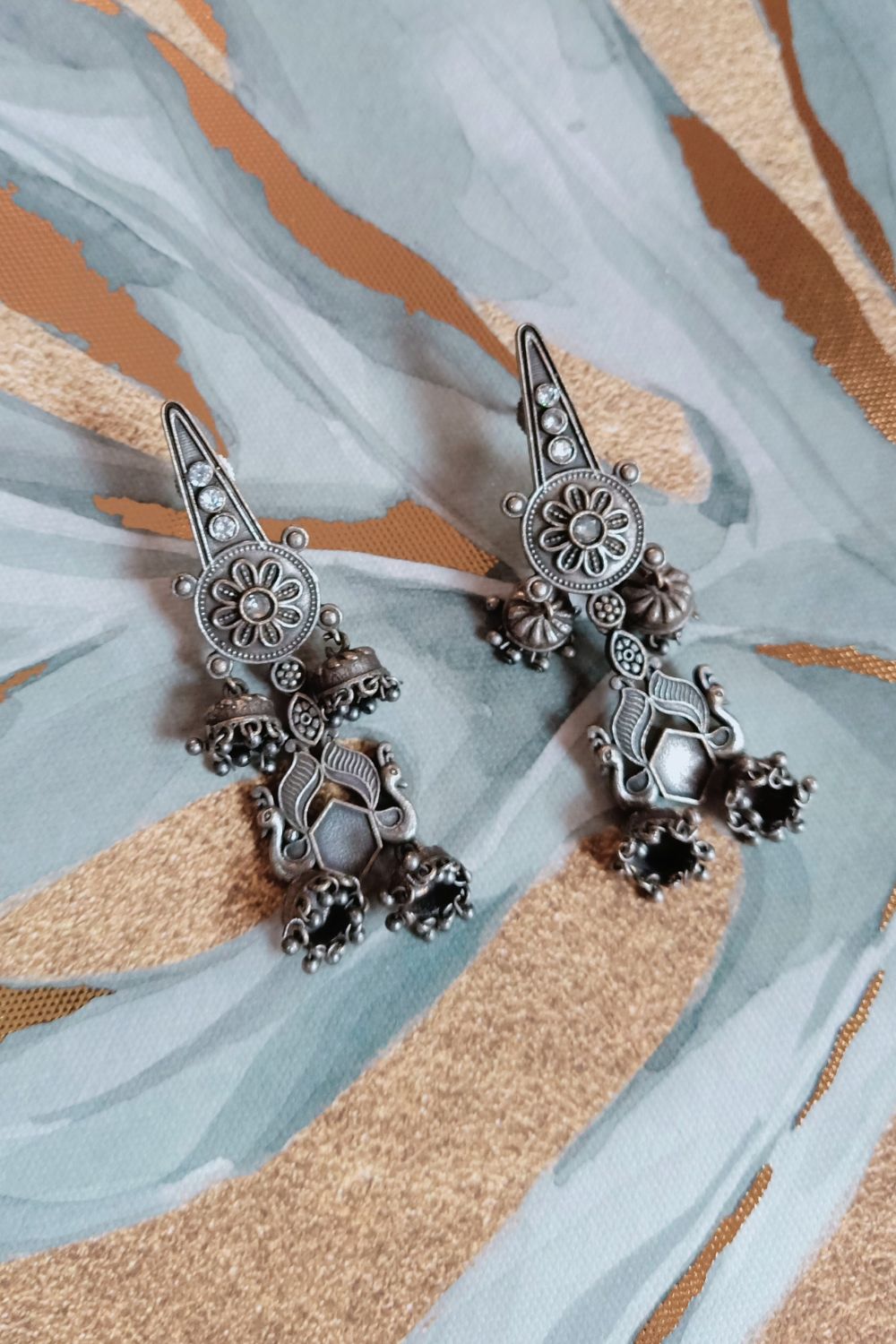 Niharika (White) - Premium Quality Oxidised Jhumki