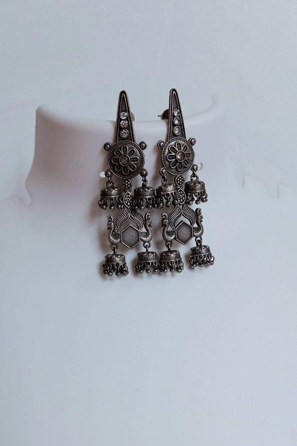 Niharika (White) - Premium Quality Oxidised Jhumki