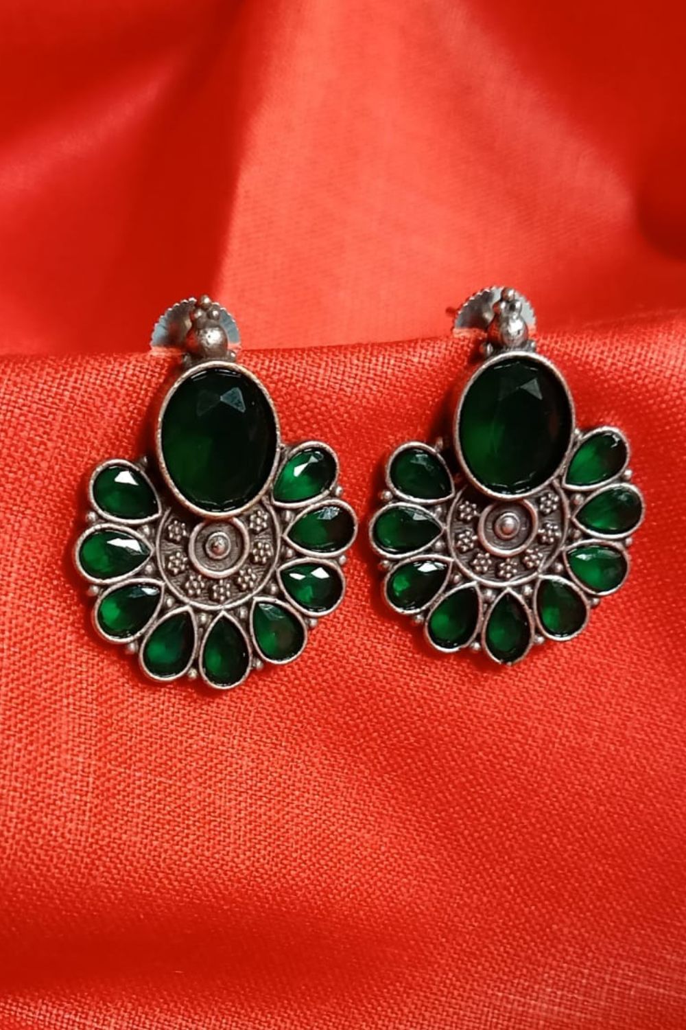 Nupur (Green) - Premium Quality Oxidised Stud