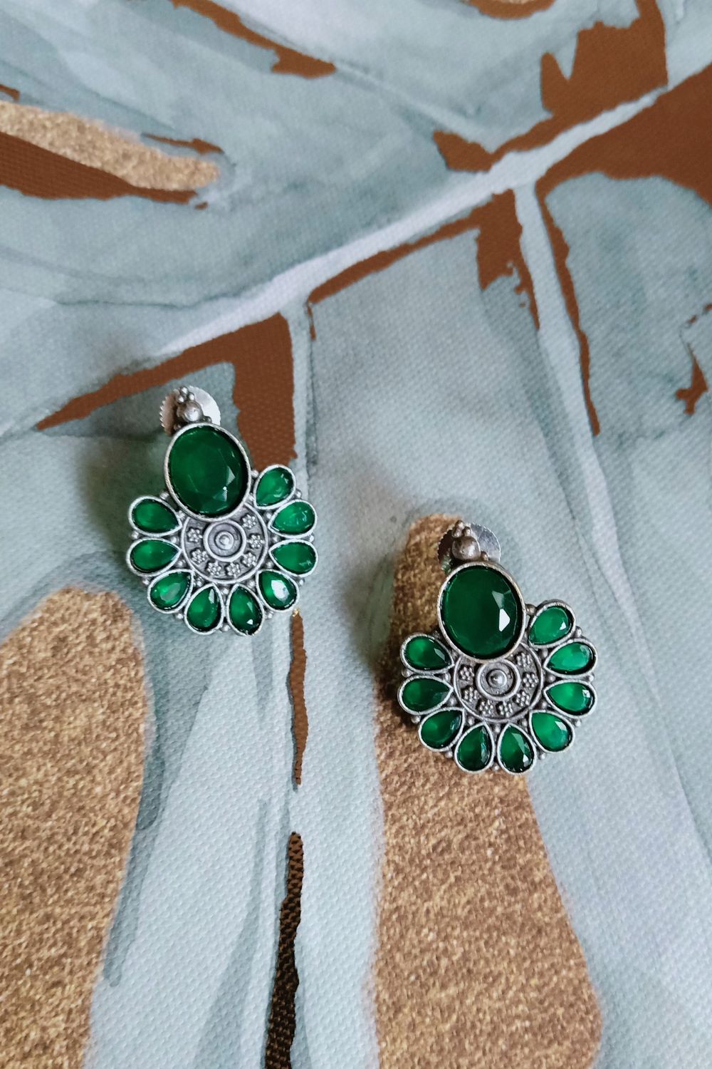 Nupur (Green) - Premium Quality Oxidised Stud