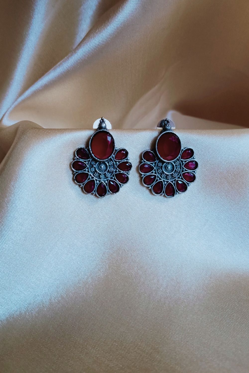 Nupur (Red) - Premium Quality Oxidised Stud