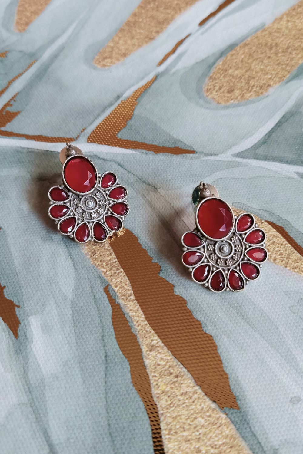 Nupur (Red) - Premium Quality Oxidised Stud