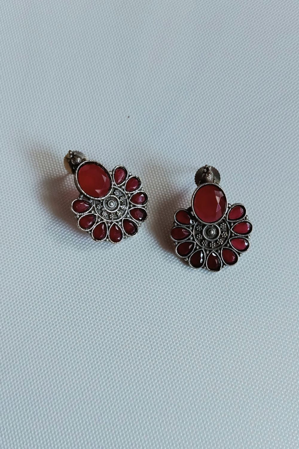 Nupur (Red) - Premium Quality Oxidised Stud