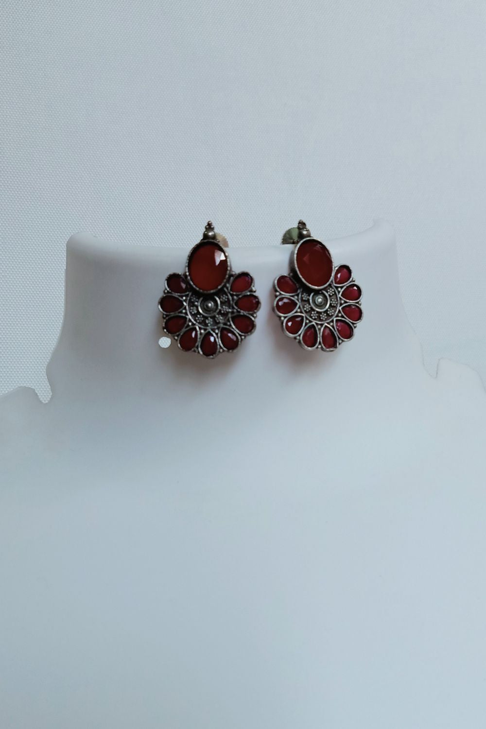 Nupur (Red) - Premium Quality Oxidised Stud