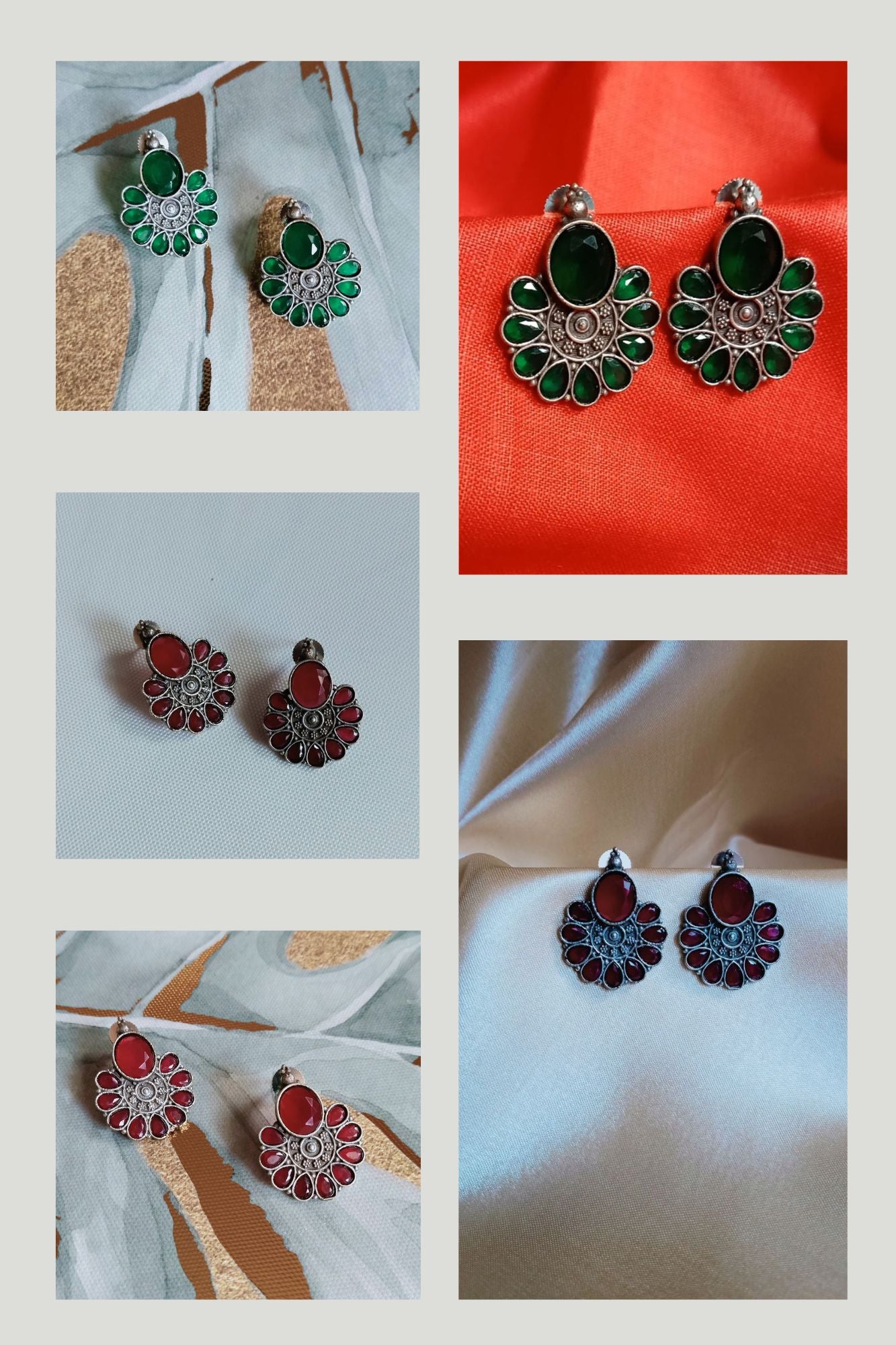 Nupur (Green) - Premium Quality Oxidised Stud