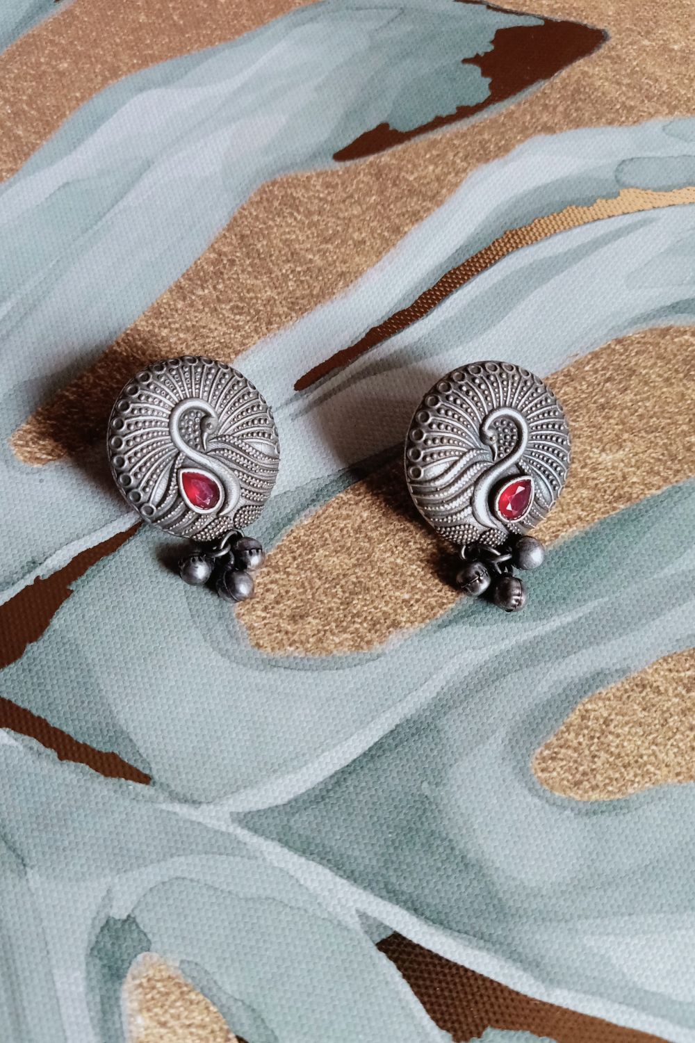 Ojasvii (Red) - Premium Quality Oxidised Stud