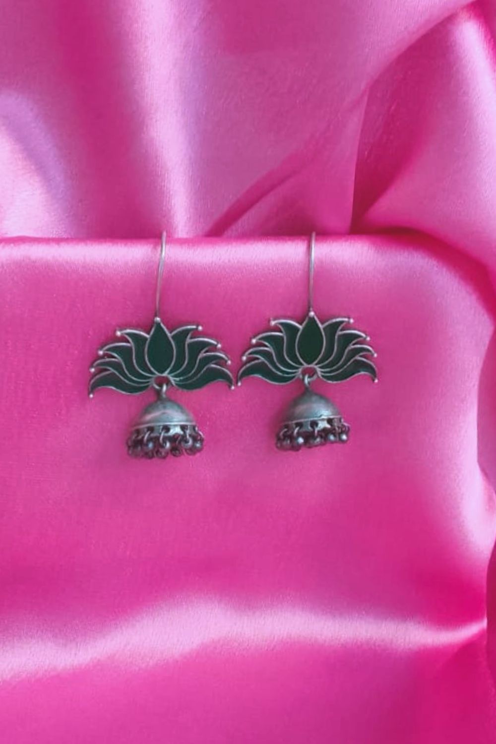 Padmaa (Green) - Premium Quality Oxidised Jhumki (Hand Painted)