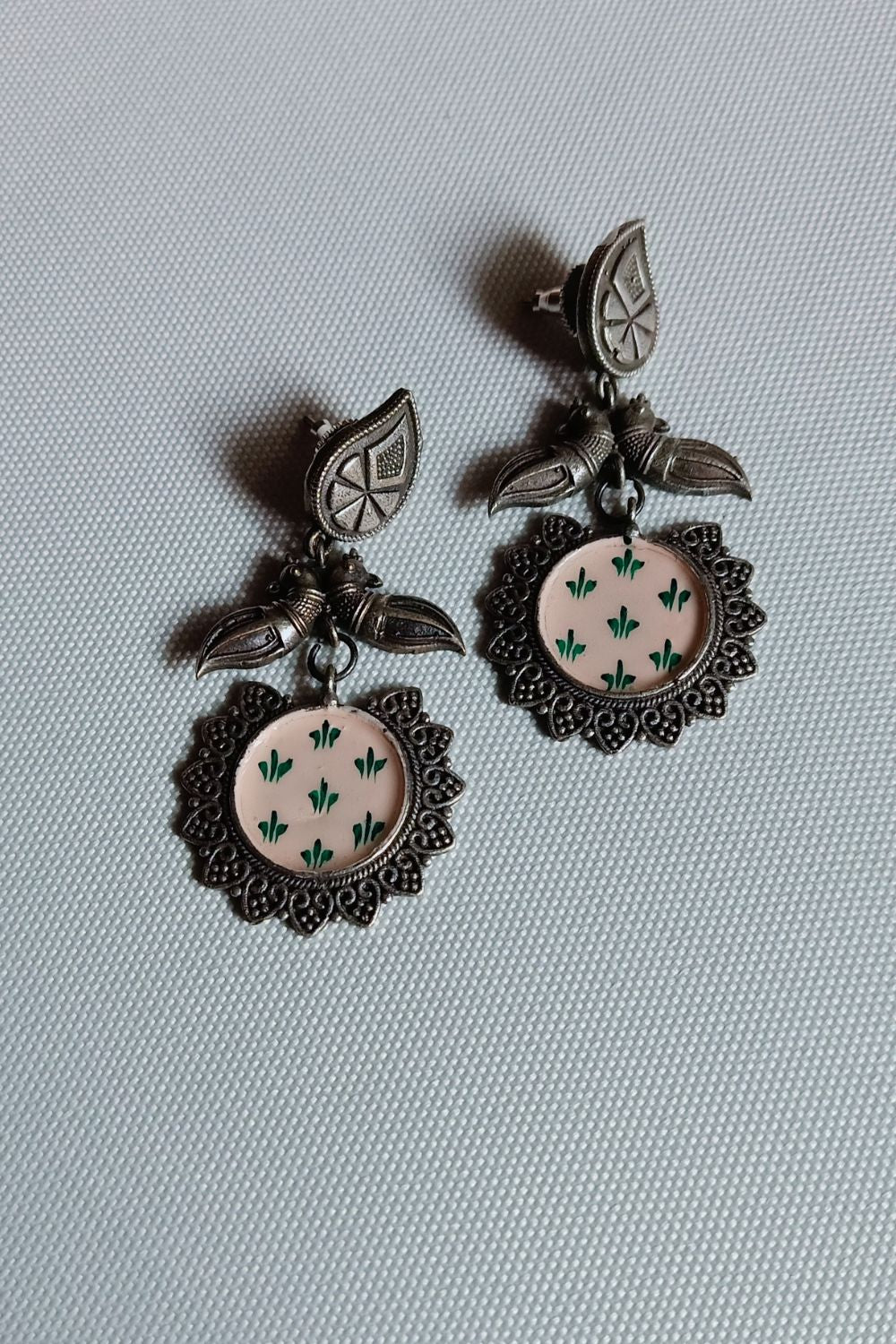 Pankajaa (Peach) - Premium Quality Oxidised Dangler (Hand Painted)