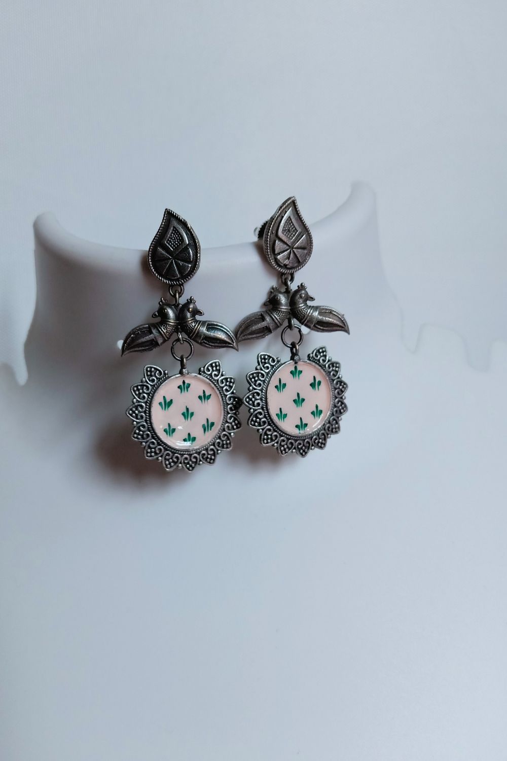 Pankajaa (Peach) - Premium Quality Oxidised Dangler (Hand Painted)