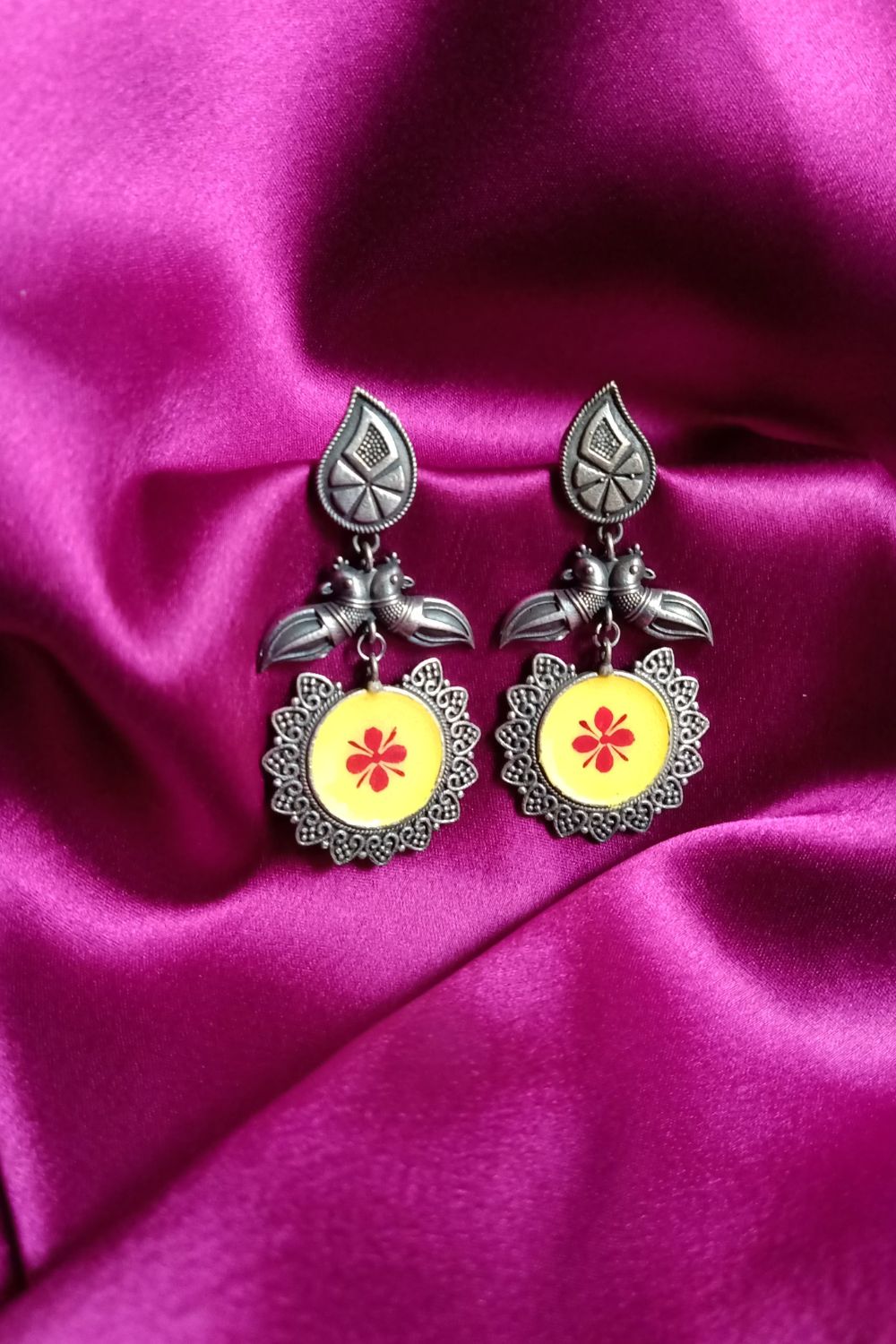 Pankajaa (Yellow) - Premium Quality Oxidised Dangler (Hand Painted)