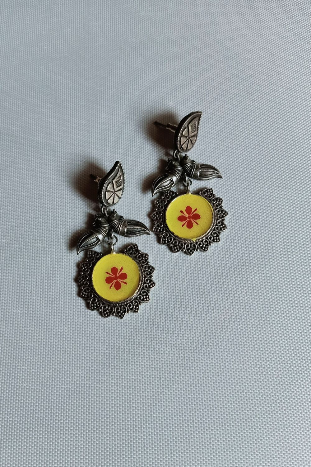 Pankajaa (Yellow) - Premium Quality Oxidised Dangler (Hand Painted)