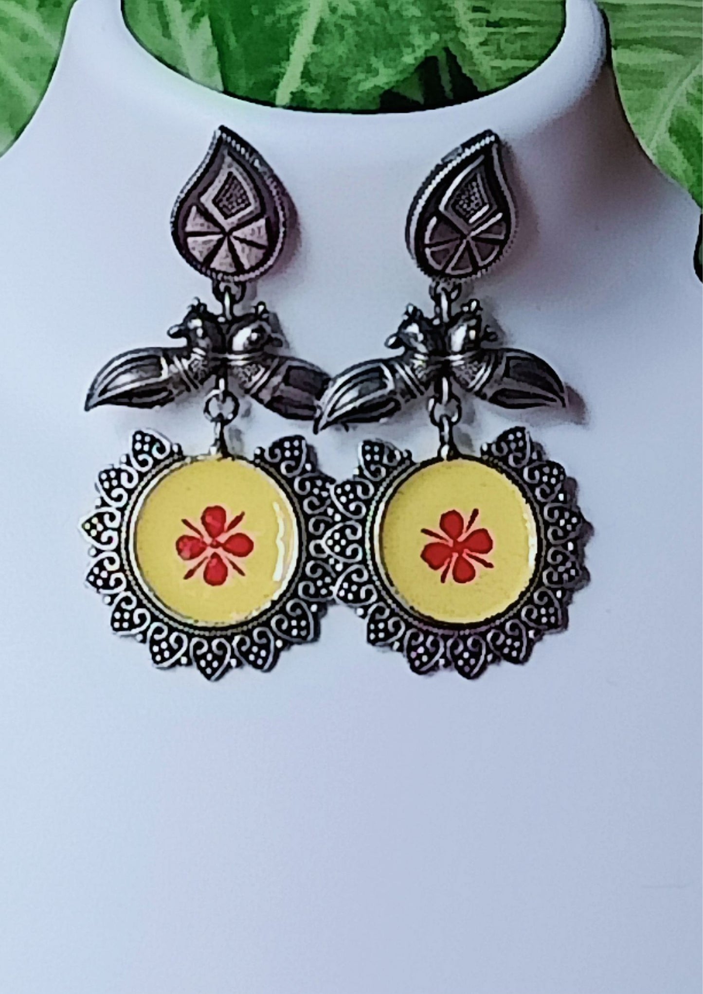 Pankajaa (Yellow) - Premium Quality Oxidised Dangler (Hand Painted)