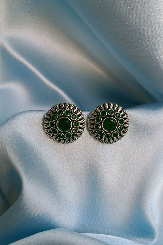 Pavanii (Green) - Premium Quality Oxidised Stud