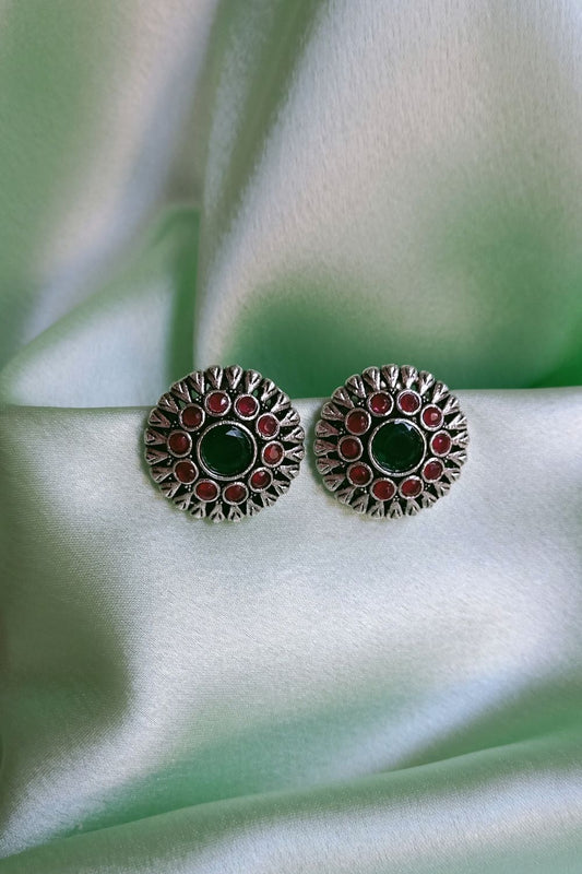 Pavanii (Red & Green) - Premium Quality Oxidised Stud