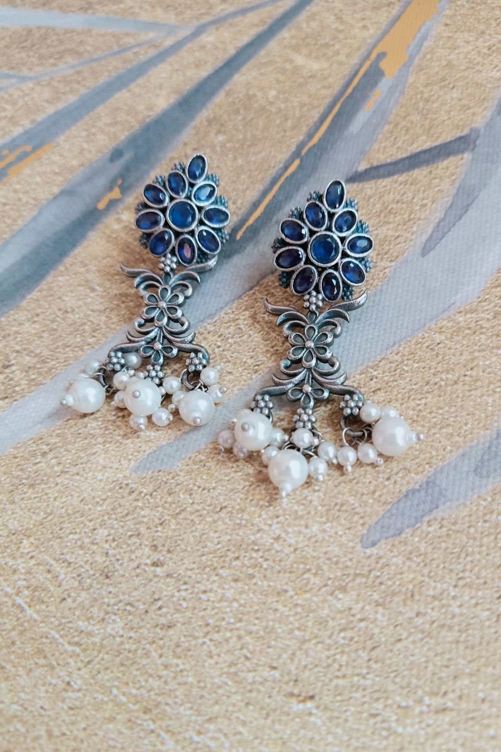 Prachii (Navy Blue) - Premium Quality Oxidised Dangler