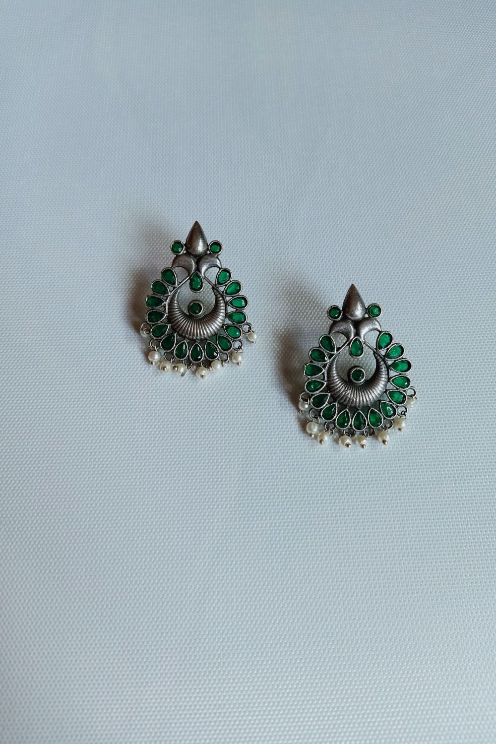 Ratna (Green) - Premium Quality Oxidised Stud