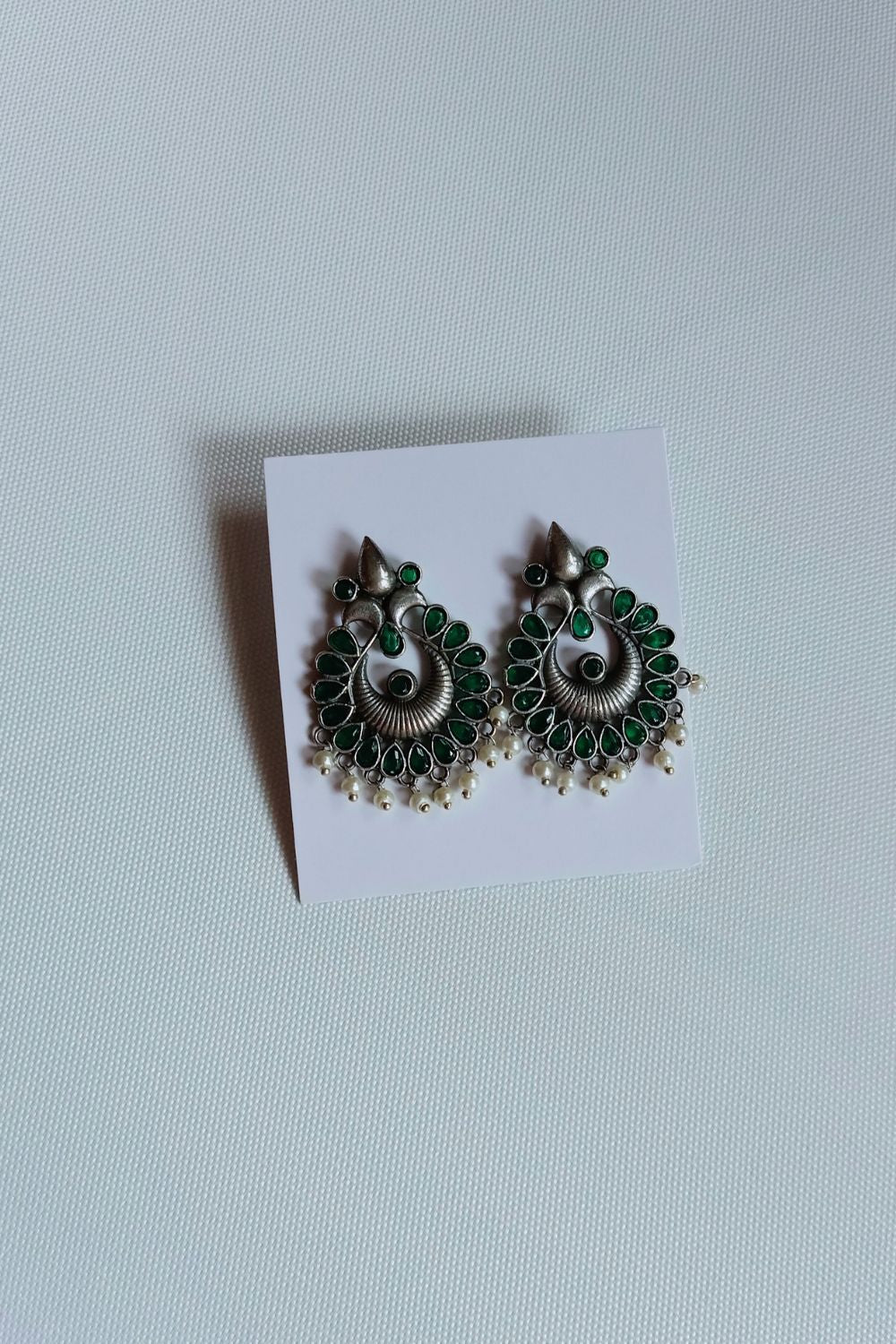 Ratna (Green) - Premium Quality Oxidised Stud