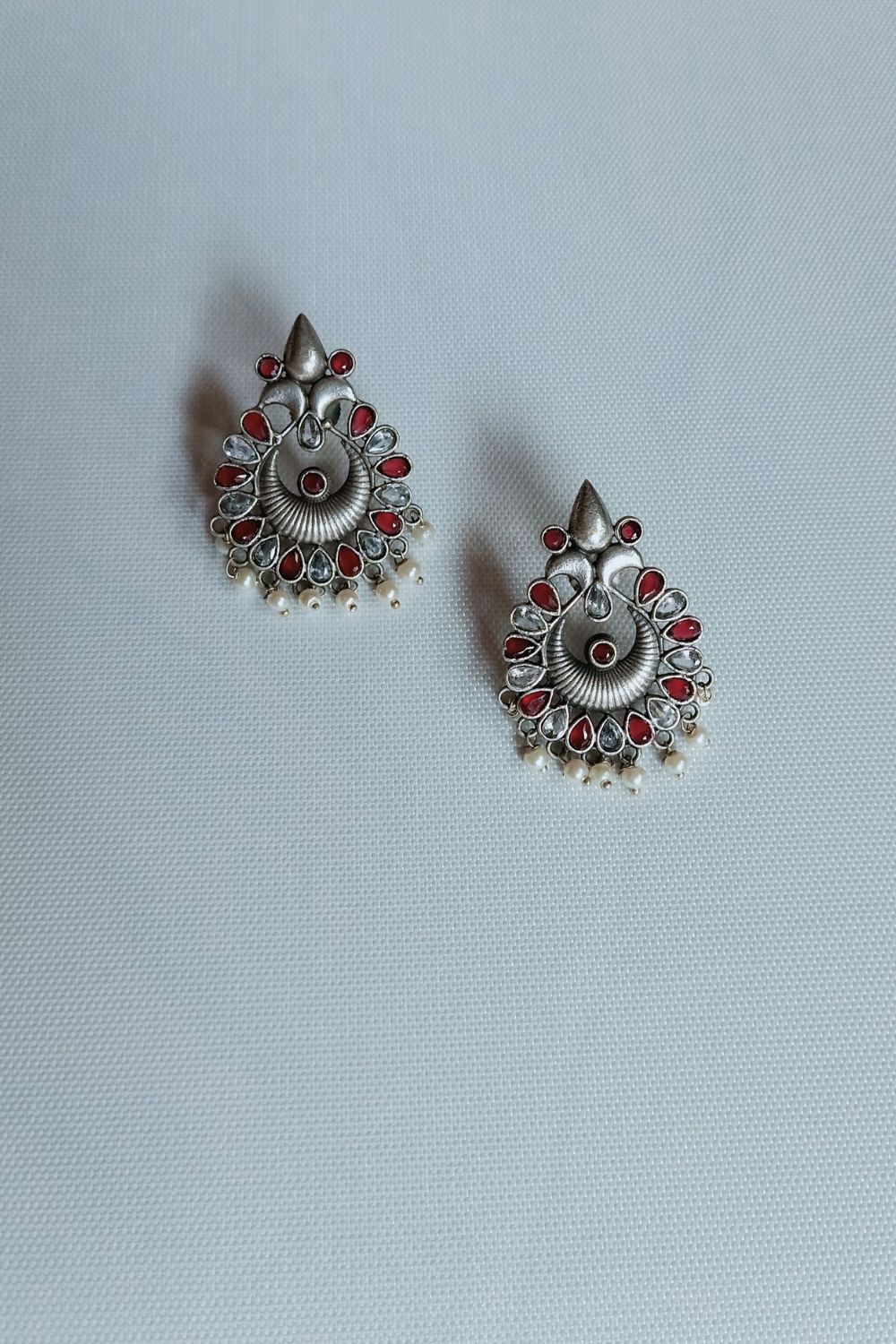 Ratna (Red and White) - Premium Quality Oxidised Stud