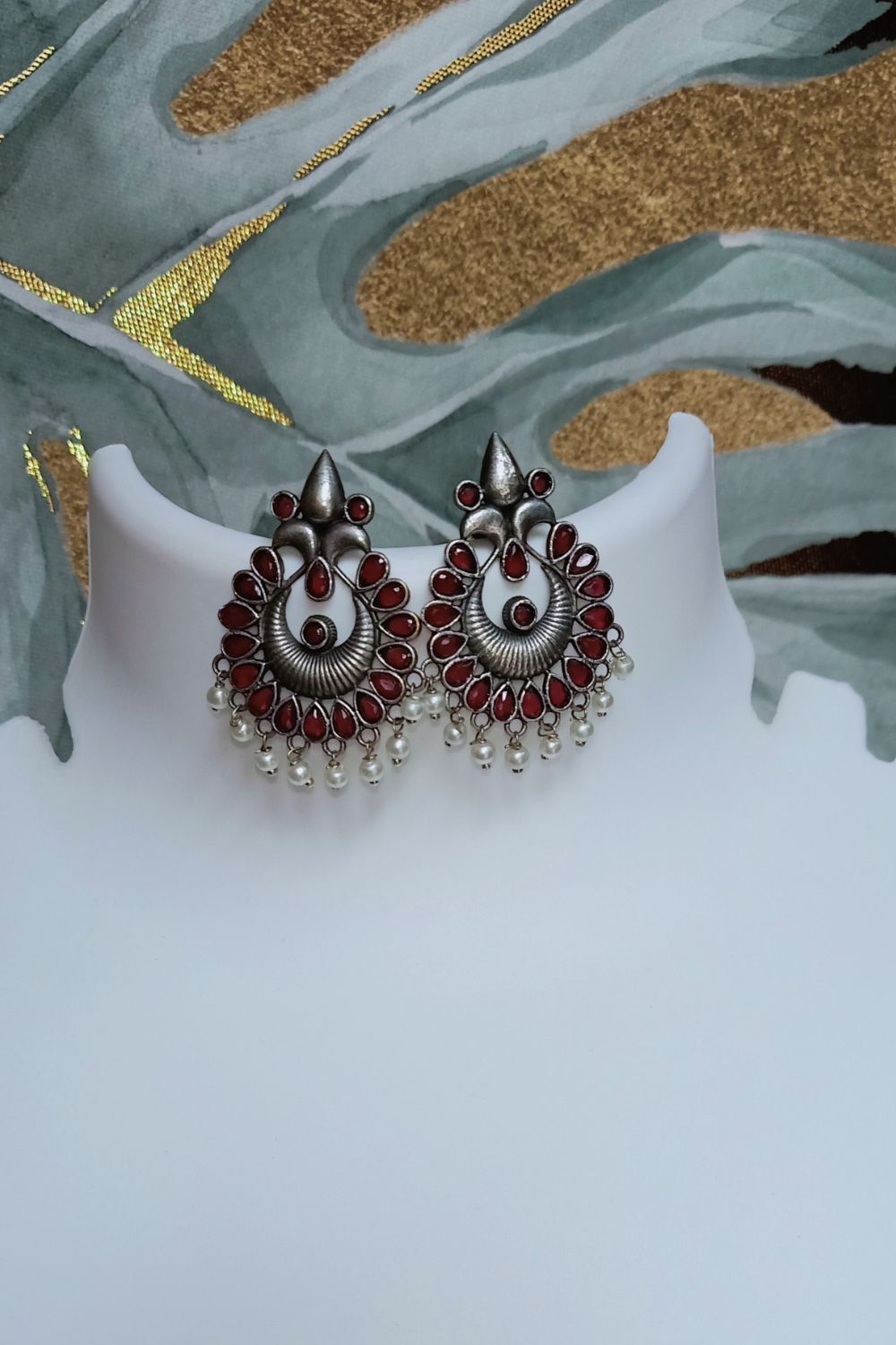 Ratna (Red) - Premium Quality Oxidised Stud