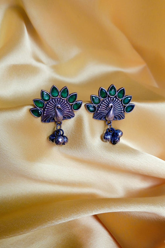 Rhea (Green) - Premium Quality Oxidised Stud