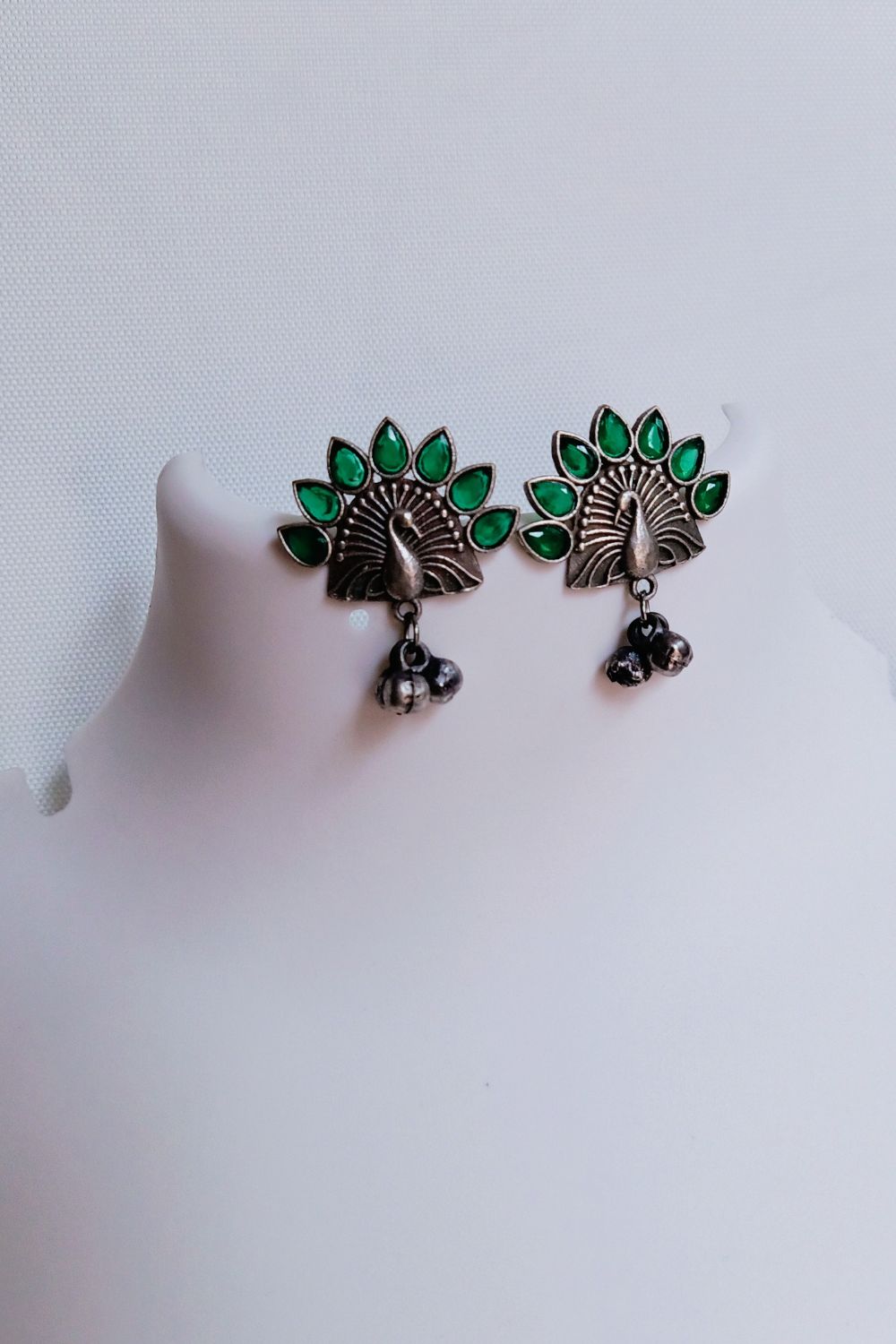 Rhea (Green) - Premium Quality Oxidised Stud