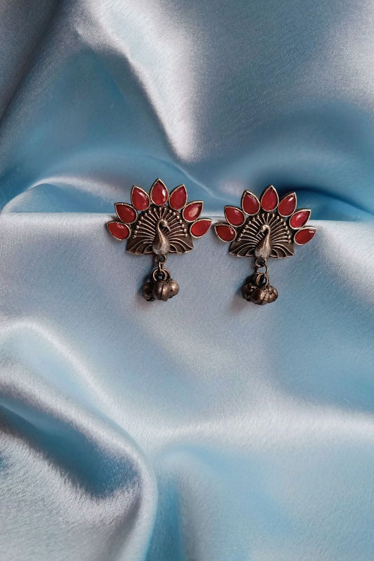 Rhea (Red) - Premium Quality Oxidised Stud