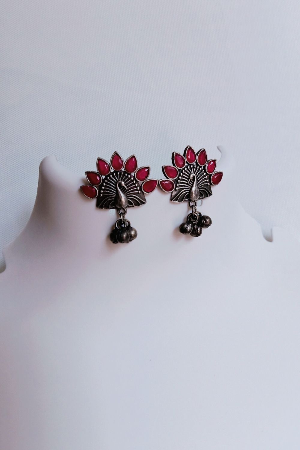 Rhea (Red) - Premium Quality Oxidised Stud