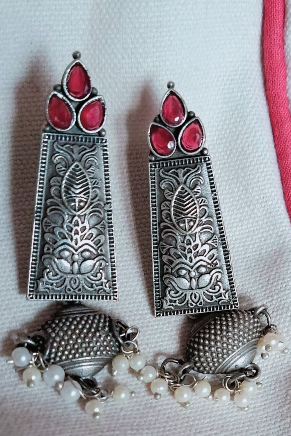 Shikha (Red) - Premium Quality Oxidised Dangler