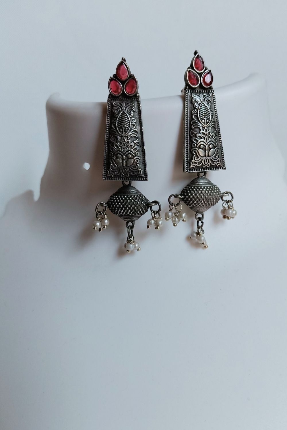 Shikha (Red) - Premium Quality Oxidised Dangler