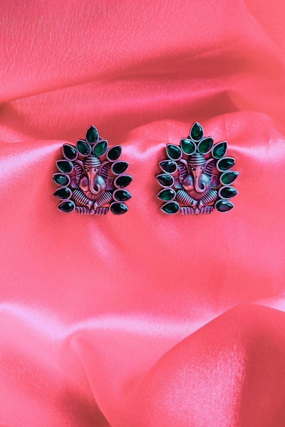 Shubham (Green) - Premium Quality Oxidised Stud