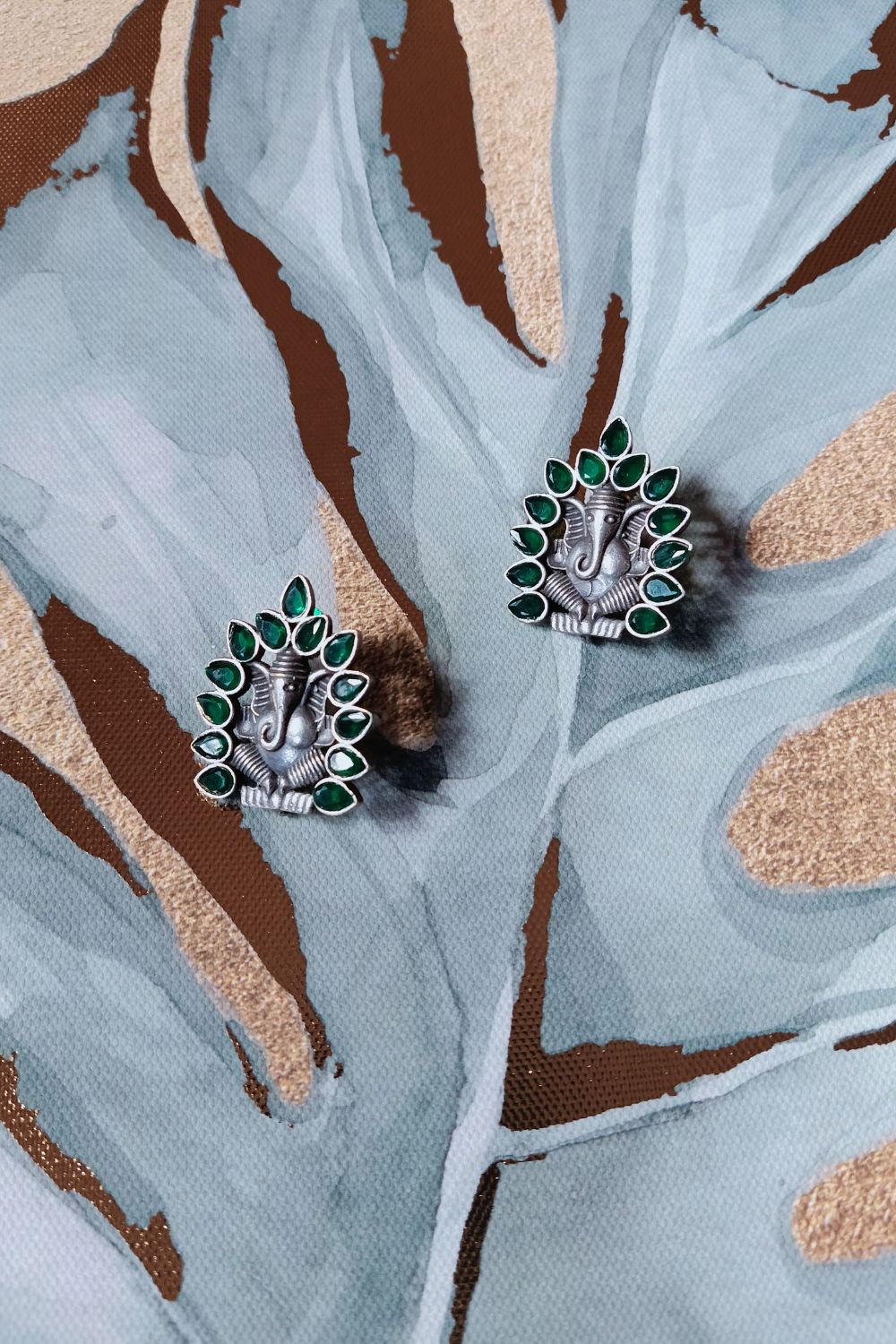 Shubham (Green) - Premium Quality Oxidised Stud