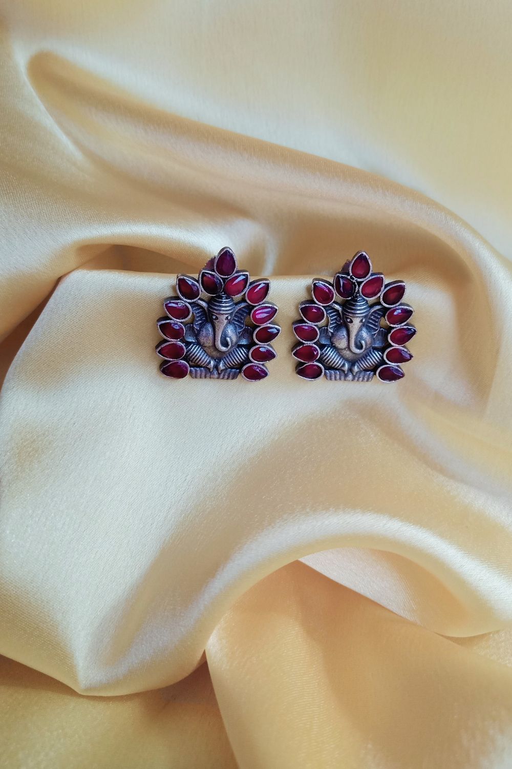 Shubham (Red) - Premium Quality Oxidised Stud