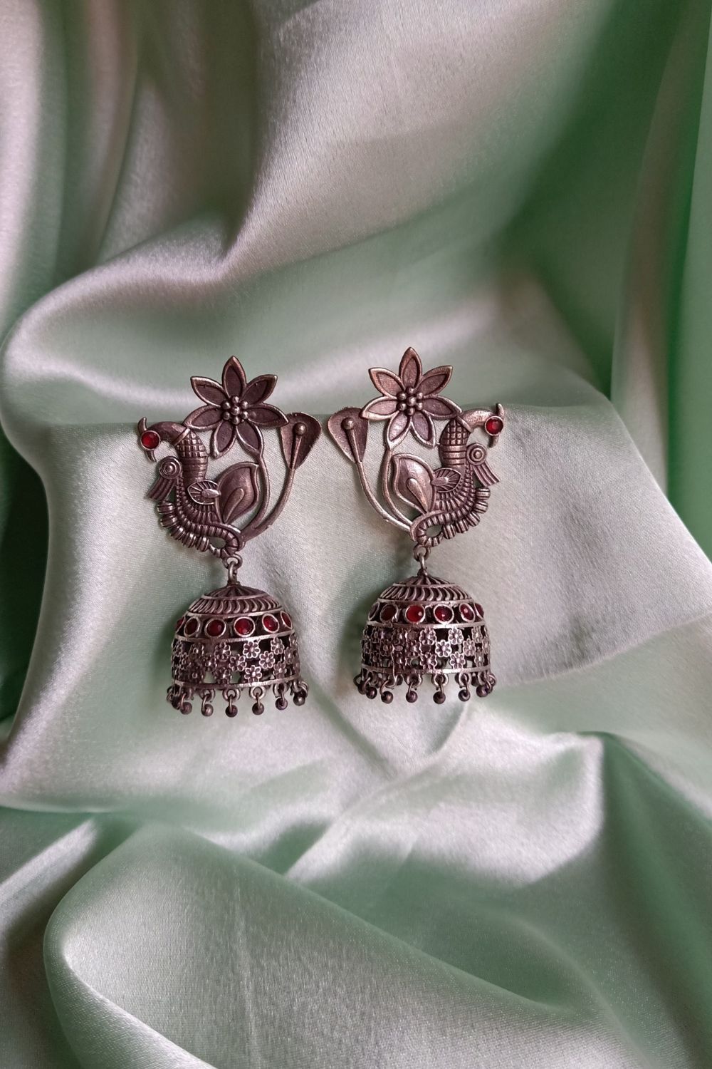 Sohni (Red) - Premium Quality Oxidised Jhumki