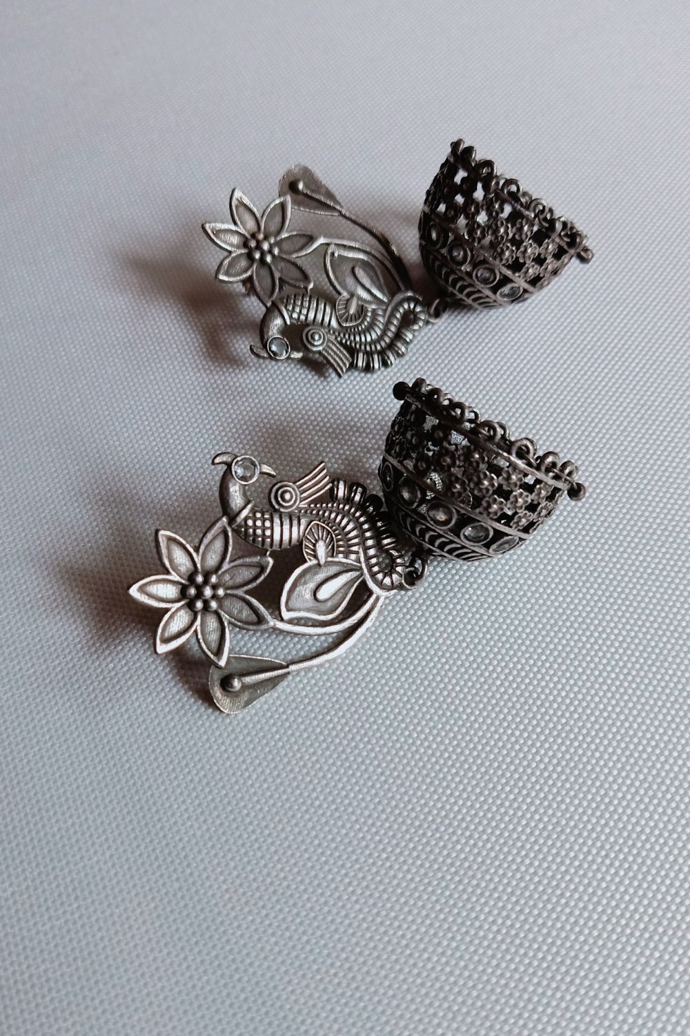 Sohni (White) - Premium Quality Oxidised Jhumki