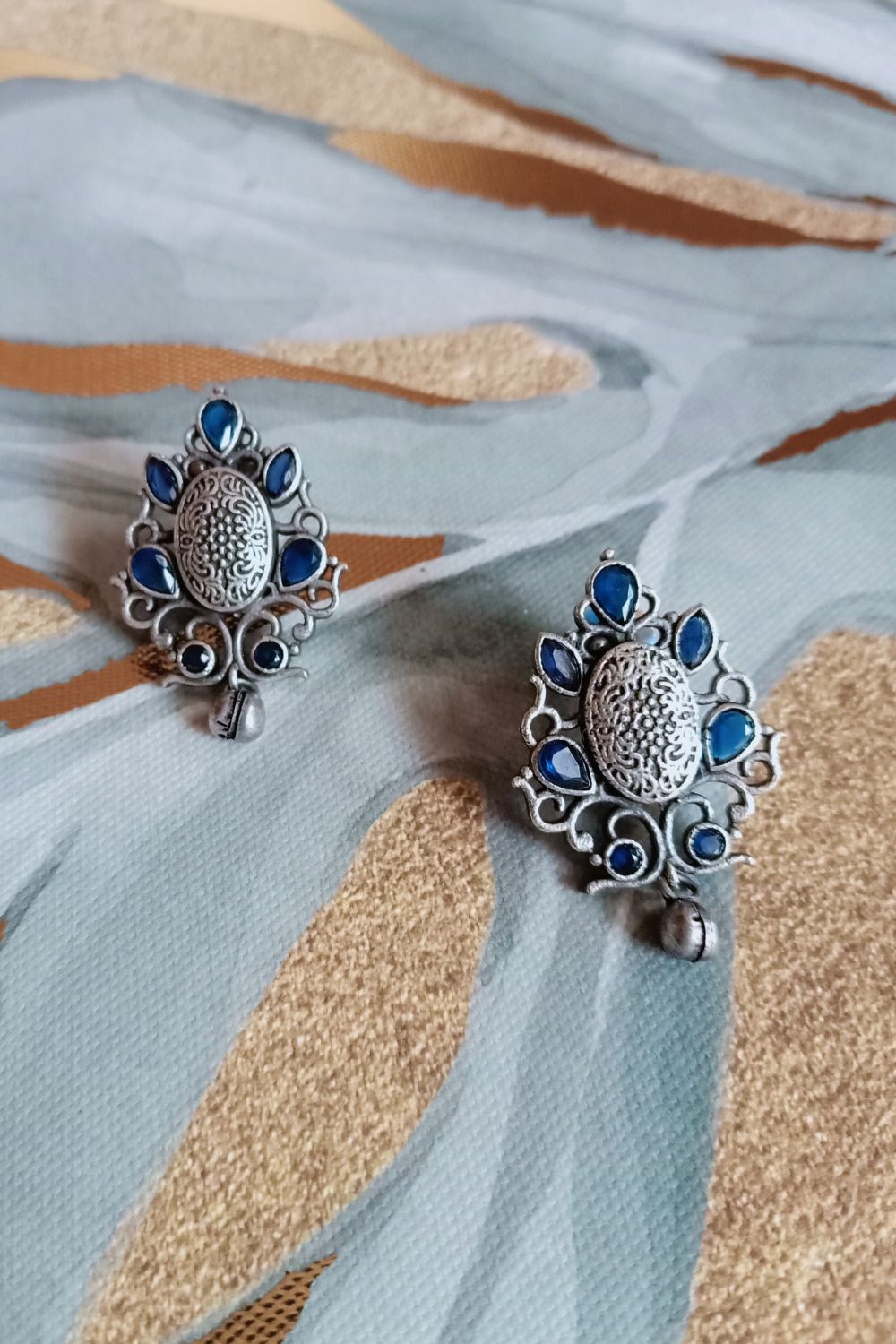 Suma (Blue) - Premium Quality Oxidised Stud