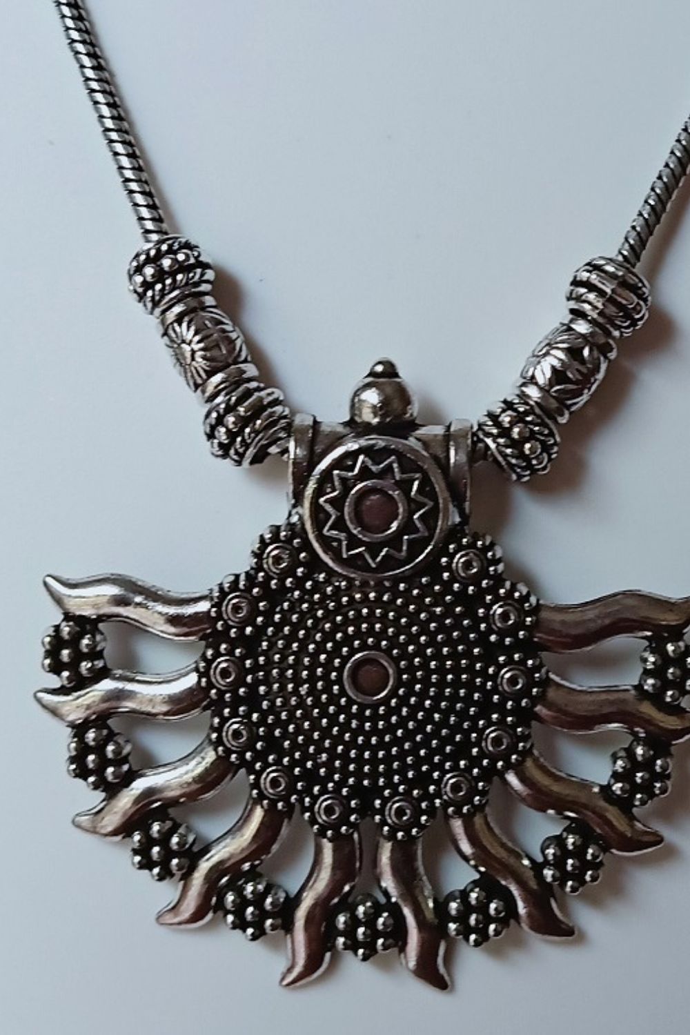 Sunny - Medium Size Oxidised Chain Necklace with Pendant