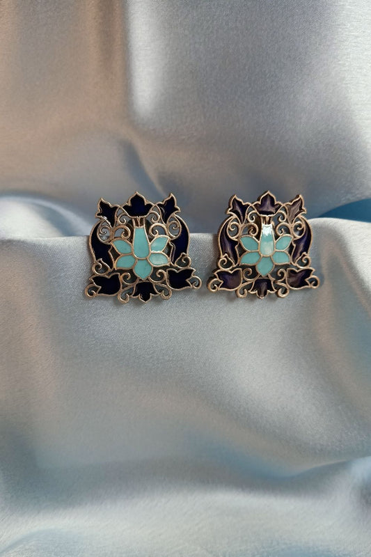 Tulika (Navy Blue & Firozi) - Premium Quality Oxidised Studs