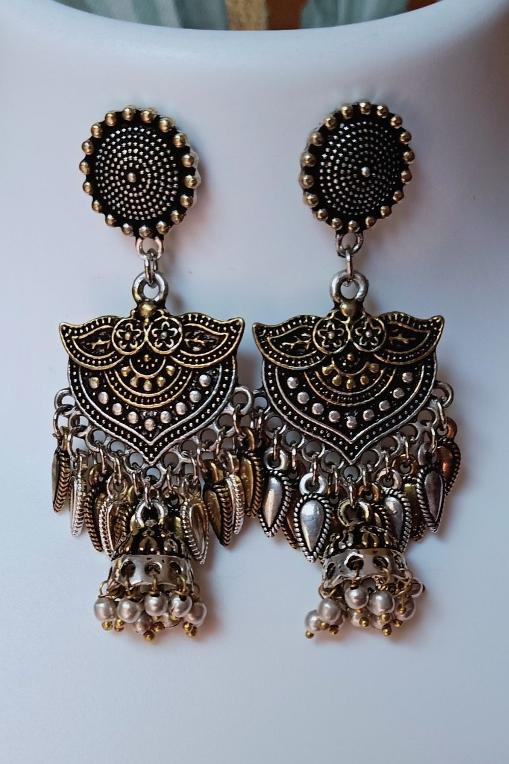 Varsha - Oxidised Dual-Tone Dangler