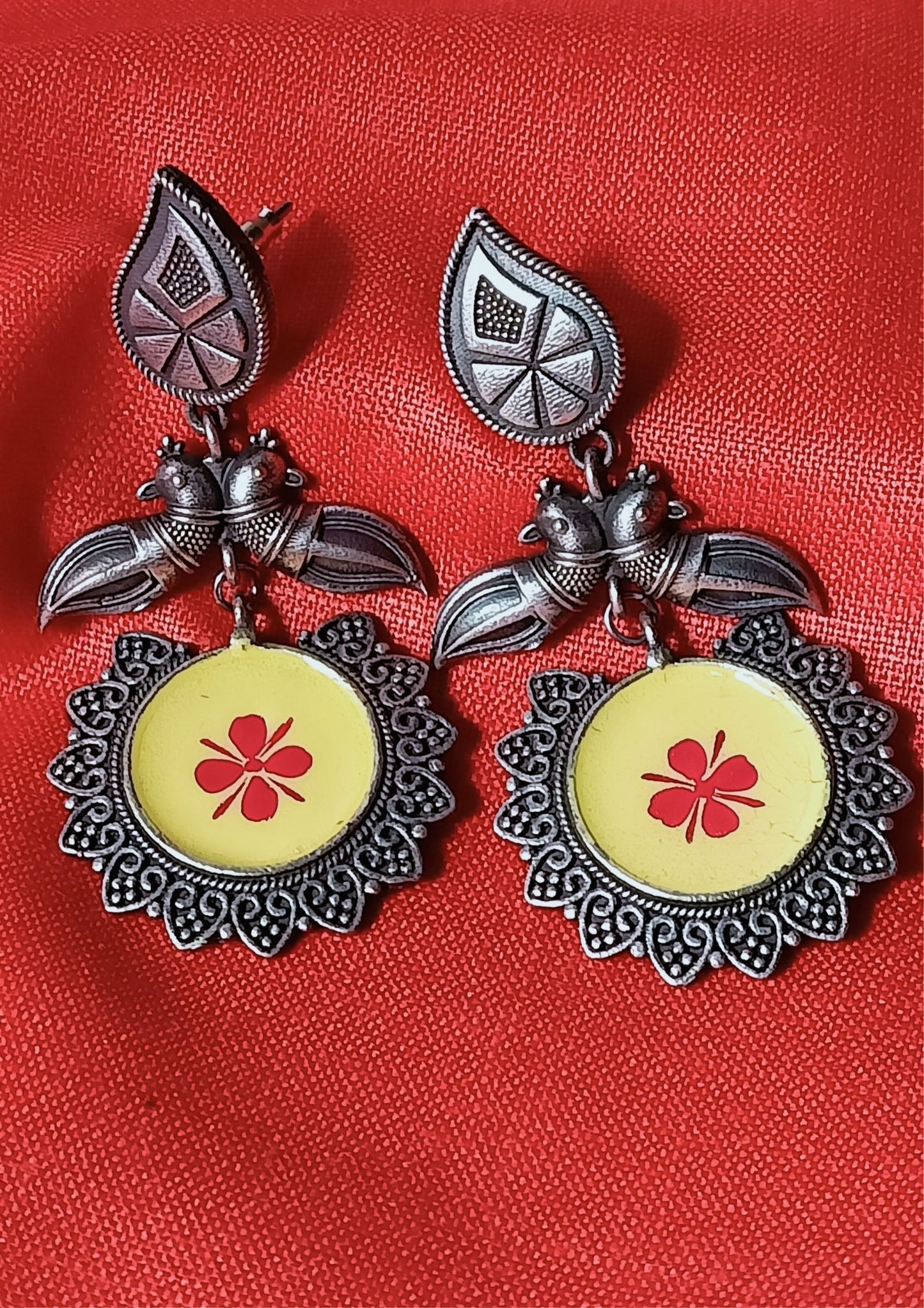 Pankajaa (Yellow) - Premium Quality Oxidised Dangler (Hand Painted)